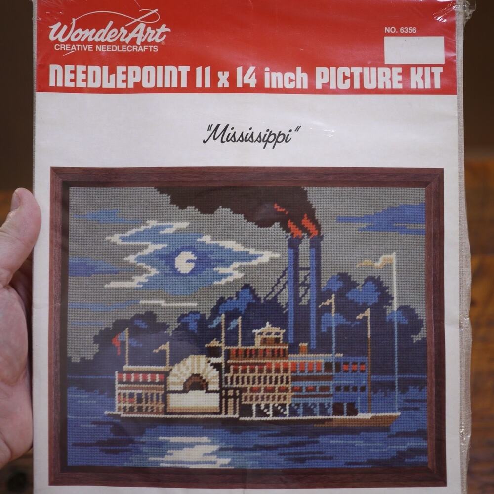 NEW Vtg NeedleCraft America WonderArt MISSISSIPPI #6356 Needlepoint Kit 11x14